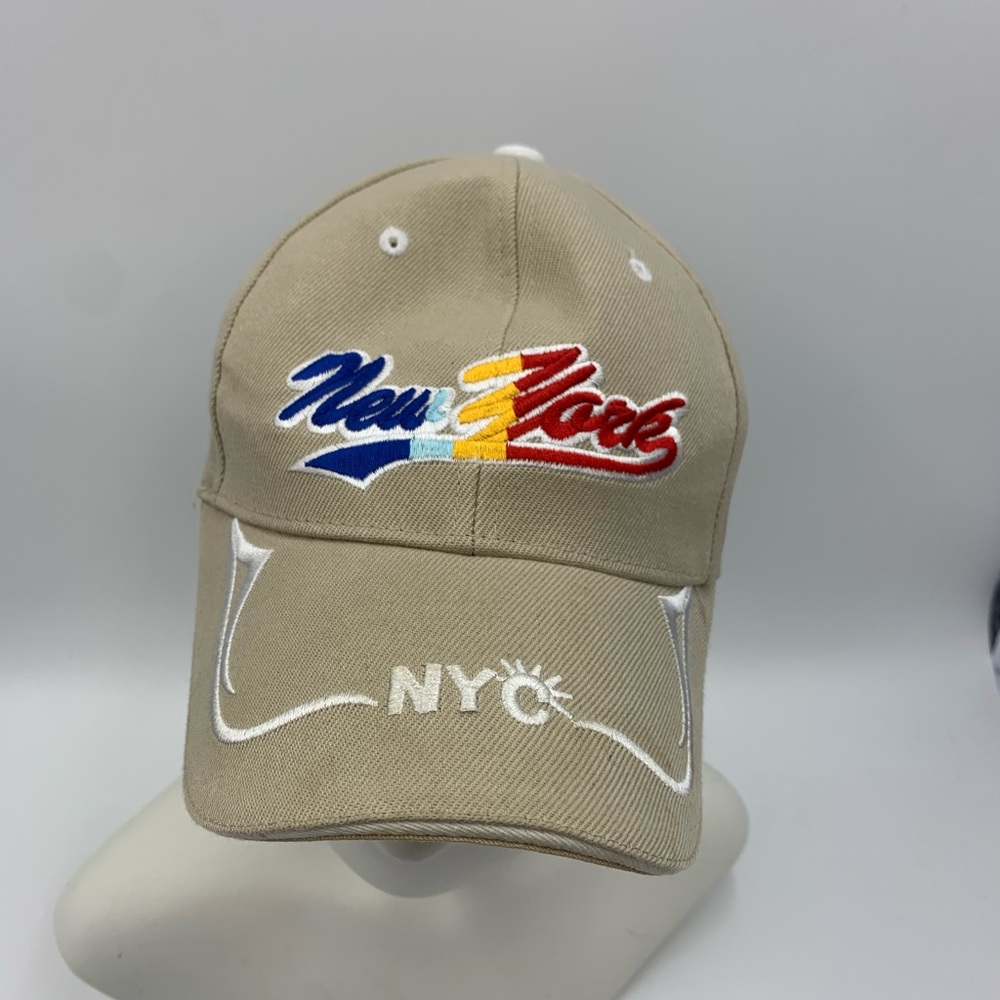Lanza Beige New York NYC Multicolored Baseball Cap and  Embroidered
